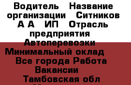 Водитель › Название организации ­ Ситников А.А., ИП › Отрасль предприятия ­ Автоперевозки › Минимальный оклад ­ 1 - Все города Работа » Вакансии   . Тамбовская обл.,Моршанск г.